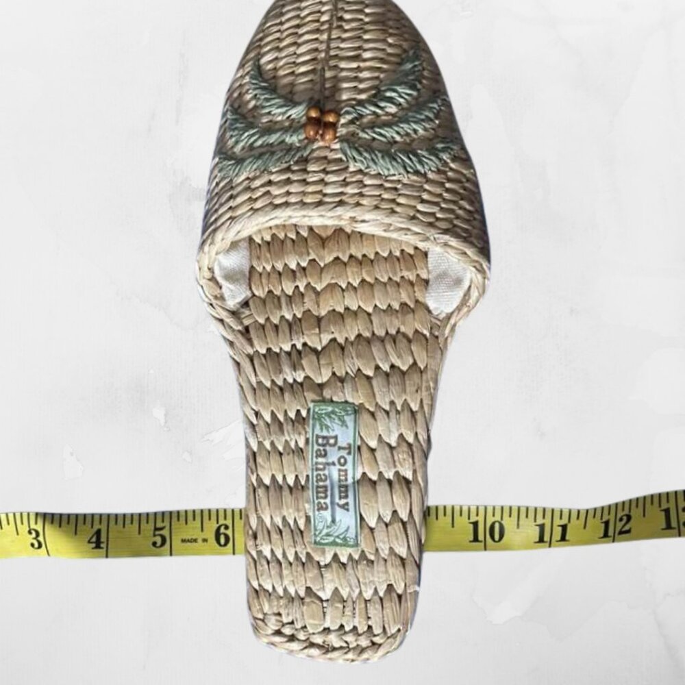Tommy Bahama Woven Straw Palm Tree Sandals | Resort Coastal Cottagecore Tropical - Picture 7 of 11